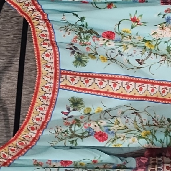 Umgee Top Blouse Floral Butterflies Trumpet Sleeves Off Shoulder Size M … - Picture 6 of 7